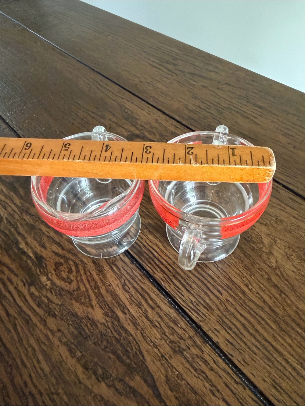 Kent Glass Sugar Bowl & Creamer Set w/ Textured Red Stripe & Gold Band 1950s - Picture 14 of 14